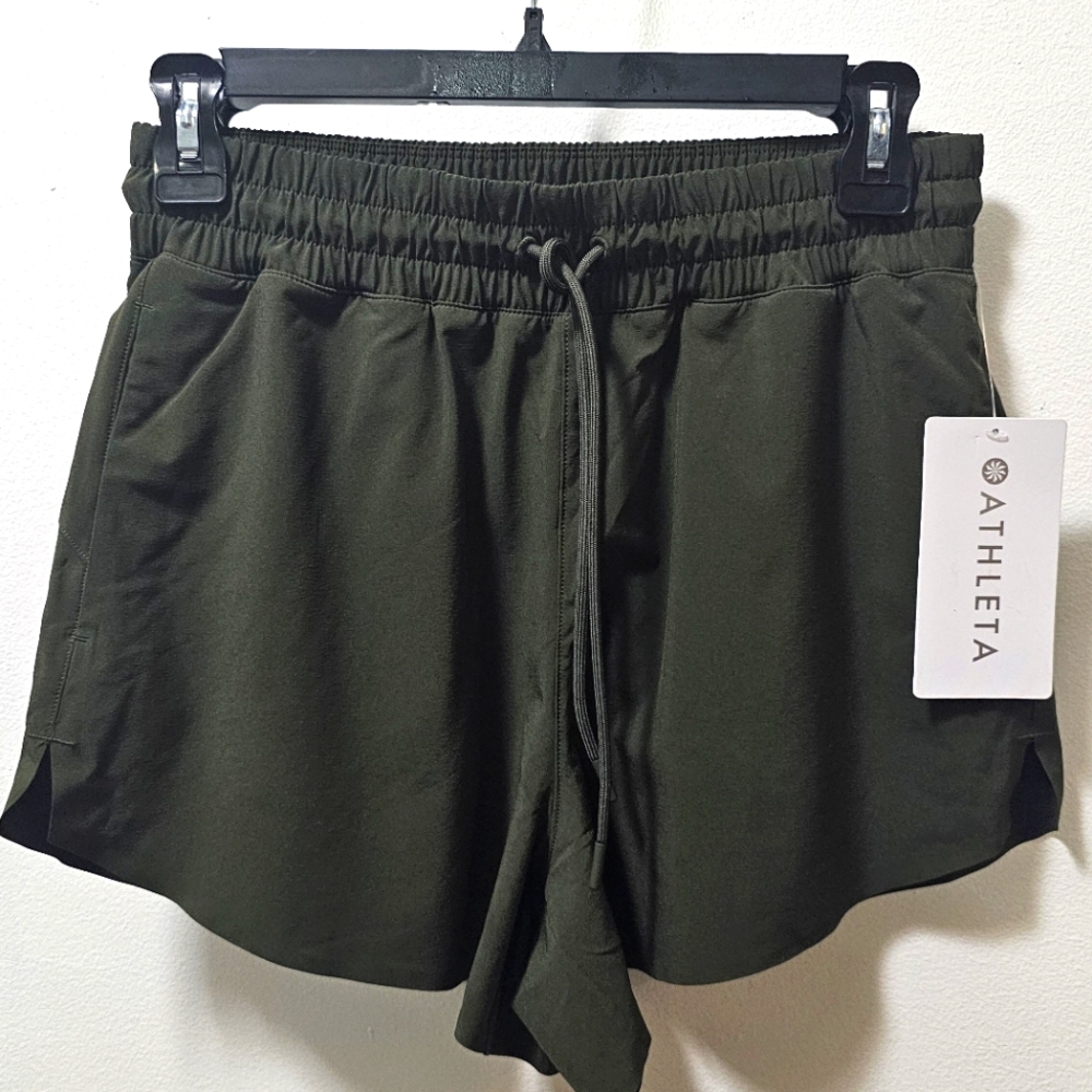 Athleta Crossroads Running Shorts Olive Green Women's Size XS